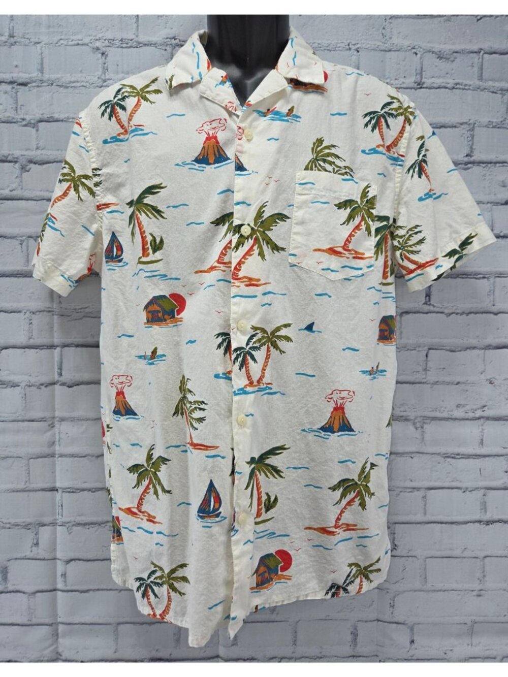 Sonoma Goods For Life Tropical Print Short-Sleeve Shirt Medium